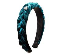 Alpenflüstern Trachten-Haarreif Samt Flechtoptik & Strass-Edelweiß - Damen Haarschmuck rutschfest, Haarband geflochten fürs Dirndl (petrol) ADV129