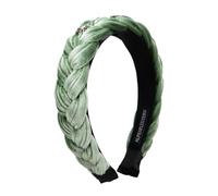 Alpenflüstern Trachten-Haarreif Samt Flechtoptik & Strass-Edelweiß - Damen Haarschmuck rutschfest, Haarband geflochten fürs Dirndl (in traditionellen Farben) ADV129 (salbei-grün)