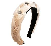 Alpenflüstern Trachten-Samt-Haarreif Flechtoptik & Strass-Edelweiß - Haarschmuck, Haarband fürs Dirndl ADV129 (beige)
