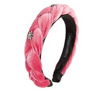 Alpenflüstern Trachten-Haarreif Samt Flechtoptik & Strass-Edelweiß - Damen Haarschmuck rutschfest, Haarband geflochten fürs Dirndl (rosa-rosé) ADV129