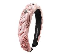 Alpenflüstern Trachten-Haarreif Samt Flechtoptik & Strass-Edelweiß - Damen Haarschmuck rutschfest, Haarband geflochten fürs Dirndl (puder-rosa) ADV129
