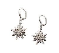 Alpenflüstern Trachten-Ohrhänger Strass-Edelweiß - Damen-Trachtenschmuck, Trachten-Ohrringe antik-silber-farben mit Strass-Steinen (klar-kristall) DOR008