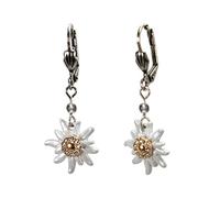 Alpenflüstern Trachten-Ohrhänger Strass-Edelweiß Greta mini - Damen-Trachtenschmuck, Trachten-Ohrringe mit Strass-Steinen (bicolor) DOR055