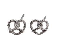 Alpenflüstern Trachten-Ohrstecker Breze mini - Damen-Trachtenschmuck, Trachten-Ohrringe, Brezel im Twist Look (silber-farben) DOR064