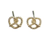Alpenflüstern Trachten-Ohrstecker Breze mini - Damen-Trachtenschmuck, Trachten-Ohrringe, Brezel im Twist Look (gold-farben) DOR064