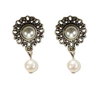 Alpenflüstern Trachten-Ohrstecker Helena - Damen-Trachtenschmuck, Trachten-Ohrringe (creme-weiß) DOR052