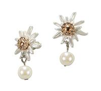 Alpenflüstern Trachten-Ohrstecker Strass-Edelweiß Greta mini Perle - Damen-Trachtenschmuck, Trachten-Ohrringe mit Strass-Steinen (bicolor) DOR062