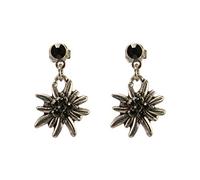 Alpenflüstern Trachten-Ohrstecker Strass-Edelweiß mini hängend - Damen-Trachtenschmuck, Trachten-Ohrringe (schwarz) DOR046