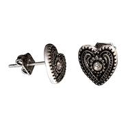 Alpenflüstern Trachten-Ohrstecker Strass-Herz - Damen-Trachtenschmuck, Trachten-Ohrringe (antik-silber-farben) DOR047
