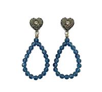 Alpenflüstern Trachten Ohrstecker Trachtenherz mit Perlentropfen - Damen-Trachtenschmuck, Trachten-Ohrringe (blau) DOR076