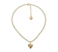 Alpenflüstern Trachten-Perlen-Halskette Knotenherz - elegante Trachtenkette - nostalgischer Damen-Trachtenschmuck, filigrane Dirndlkette (creme-weiß) DHK352