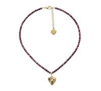 Alpenflüstern Trachten-Perlen-Halskette Knotenherz - elegante Trachtenkette - nostalgischer Damen-Trachtenschmuck, filigrane Dirndlkette (beere) DHK352