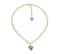 Alpenflüstern Trachten-Perlen-Halskette Knotenherz - elegante Trachtenkette - nostalgischer Damen-Trachtenschmuck, filigrane Dirndlkette (mondstein-farben) DHK352