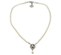 Alpenflüstern Trachten-Perlen-Halskette Oktoberfest Logo - elegante Trachtenkette - nostalgischer Damen-Trachtenschmuck, filigrane Dirndlkette (creme-weiß) DHK347