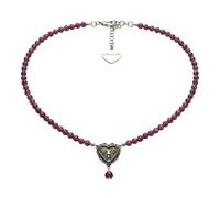Alpenflüstern Trachten-Perlen-Halskette Trachtenherz mit Perle - elegante Trachtenkette - nostalgischer Damen-Trachtenschmuck, filigrane Dirndlkette (beere) DHK353