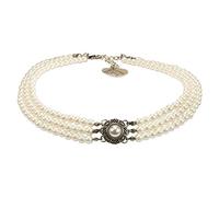 Alpenflüstern Trachten-Perlen-Kropfkette Karla - nostalgische Trachtenkette, eleganter Damen-Trachtenschmuck, Dirndlkette (creme-weiß) DHK218