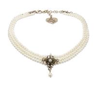 Alpenflüstern Trachten-Perlen-Kropfkette Lea - nostalgische Trachtenkette, eleganter Damen-Trachtenschmuck, Dirndlkette (creme-weiß) DHK236