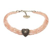 Alpenflüstern Trachten-Perlen-Kropfkette Ornament-Herz - nostalgische Trachtenkette, eleganter Damen-Trachtenschmuck, Dirndlkette rosa-rosé DHK261
