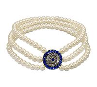 Alpenflüstern Trachten-Perlenarmband Strass Rondo - Damen-Trachtenschmuck, elastische Trachten-Armkette, Perlenarmband (blau) DAB080