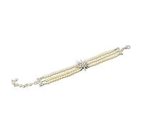 Alpenflüstern Trachten-Perlenarmkette Strass-Edelweiss 3-reihig - Damen-Trachtenschmuck mit Edelweiss antik-silber-farben, verstellbare Armkette (creme-weiß) DAB082