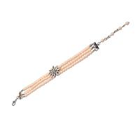 Alpenflüstern Trachten-Perlenarmkette Strass-Edelweiss 3-reihig - Damen-Trachtenschmuck mit Edelweiss antik-silber-farben, verstellbare Armkette (rosa-rosé) DAB082