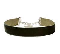 Alpenflüstern Trachten-Samt-Kropfband breit - Trachtenkette enganliegend, Kropfkette elastisch, eleganter Damen-Trachtenschmuck, Samtkropfband grün DHK199
