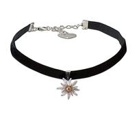 Alpenflüstern Trachten-Samt-Kropfband Greta - nostalgische Trachtenkette enganliegend, Kropfkette elastisch, eleganter Damen-Trachtenschmuck, Samtkropfband schmal (schwarz) DHK319