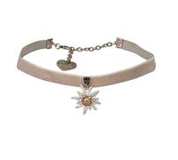 Alpenflüstern Trachten-Samt-Kropfband Greta - nostalgische Trachtenkette enganliegend, Kropfkette elastisch, eleganter Damen-Trachtenschmuck, Samtkropfband schmal (grau) DHK319