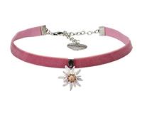 Alpenflüstern Trachten-Samt-Kropfband Greta - nostalgische Trachtenkette enganliegend, Kropfkette elastisch, eleganter Damen-Trachtenschmuck, Samtkropfband schmal (rosa-rosé) DHK319