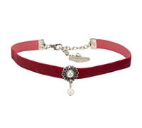 Alpenflüstern Trachten-Samt-Kropfband Helena - nostalgische Trachtenkette enganliegend, Kropfkette elastisch, Damen-Trachtenschmuck, Samtkropfband schmal (dunkel-rot) DHK266