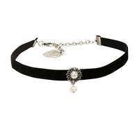 Alpenflüstern Trachten-Samt-Kropfband Helena - nostalgische Trachtenkette enganliegend, Kropfkette elastisch, Damen-Trachtenschmuck, Samtkropfband schmal (schwarz) DHK266