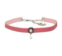 Alpenflüstern Trachten-Samt-Kropfband Helena - nostalgische Trachtenkette enganliegend, Kropfkette elastisch, Damen-Trachtenschmuck, Samtkropfband schmal rosa-rosé DHK266