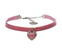 Alpenflüstern Trachten-Samt-Kropfband strassiger Herzstein - nostalgische Trachtenkette enganliegend, Kropfkette elastisch, eleganter Damen-Trachtenschmuck, Samtkropfband schmal (rosa-rosé) DHK313