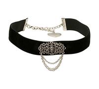 Alpenflüstern Trachten-Samt-Kropfband Thea - nostalgische Trachtenkette enganliegend, Kropfkette elastisch, eleganter Damen-Trachtenschmuck, Samtkropfband breit schwarz DHK200