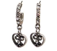 Alpenflüstern Trachten-Strass-Creolen Ohrstecker glitzerndes Trachtenherz - Damen-Trachtenschmuck, Herz Trachten-Ohrringe (antik-silber-farben) DOR071