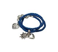Alpenflüstern Trachten-Wickelarmband Edelweiß - Damen-Trachtenschmuck, Trachtenarmband, Kordel-Armband blau DAB026