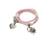 Alpenflüstern Trachten-Wickelarmband Edelweiß - Damen-Trachtenschmuck, Trachtenarmband, Kordel-Armband rosé-rosa DAB026