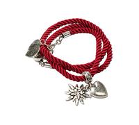 Alpenflüstern Trachten-Wickelarmband Edelweiß - Damen-Trachtenschmuck, Trachtenarmband, Kordel-Armband rot DAB026
