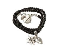 Alpenflüstern Trachten-Wickelarmband Edelweiß - Damen-Trachtenschmuck, Trachtenarmband, Kordel-Armband schwarz DAB026