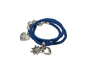 Alpenflüstern Trachten-Wickelarmband Edelweiß - Damen-Trachtenschmuck, Trachtenarmband, Kordel-Armband blau DAB026