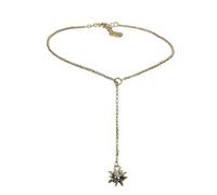 Alpenflüstern Trachten-Y-Halskette Strass-Edelweiß - Damen-Trachtenschmuck Dirndlkette (antik-gold-farben) DHK232