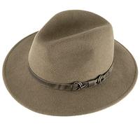 Alpenleder Fedora Hut Siena | Handgefertigter Wollhut Filzhut Wollfilzhut Hut Hat Herren (XL (61-62 cm), Dark Khaki)
