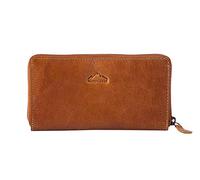 Alpenleder Geldbeutel Edelweiss - Echt Leder Geldbörse - Hochwertig Braun Vintage Leder Portemonnaie mit RFID-Schutz und vielen Fächern für Damen (19 x 11 x 2cm, Cognac)