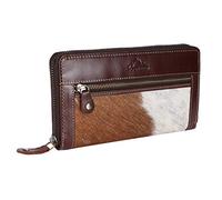 Alpenleder Geldbeutel GSPUSI - Echt Leder Geldbörse - Hochwertig Kuhfell Vintage Leder Portemonnaie mit RFID-Schutz und vielen Fächern für Damen (19 x 11 x 2cm, Kuhfell)