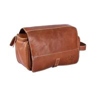 Alpenleder Kulturbeutel - ROLL UP (Handgefertigt) - Nachhaltiges Bio-Leder aus regionaler Landwirtschaft | Kulturtasche für Damen & Herren, Kulturbeutel Leder *Fair Produziert* (30x17x15cm, Cognac)