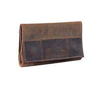 Alpenleder Tabaktasche JUPITER - Echt Leder Tabakbeutel - Vintage braun Drehertasche ausgestattet mit Naturlatex, extra Fach für Papers sowie 2 Druckknöpfen (15 x 8 x 2cm, Old Havanna)