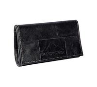Alpenleder Tabaktasche JUPITER - Echt Leder Tabakbeutel - Vintage schwarz Drehertasche ausgestattet mit Naturlatex, extra Fach für Papers sowie 2 Druckknöpfen (15 x 8 x 2cm, Ebenholz)