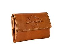 Alpenleder Tabaktasche PANAMA - Echt Leder Tabakbeutel - Vintage braun Drehertasche ausgestattet mit Naturlatex, extra Fach für Papers sowie magnetischen Druckknöpfen (12 x 9 x 3cm, Cognac)