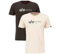 Alpha Industries Alpha Label T 2 Pack T-Shirt für Herren Black Olive/Jet Stream White