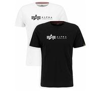 Alpha Industries Herren Alpha Label T 2 Pack T-Shirt, Black/White, XXL (2er Pack)